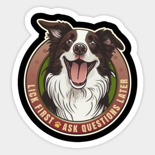 Lick First Border Collie Design Sticker